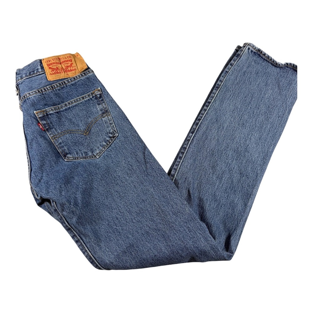 Levis 501 Original Fit Jeans Unisex W29 L34 Blue Straight Leg Button Fly Denim